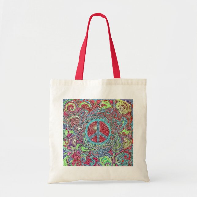 Tote Bag SYMBOLE DE PAIX Super DE TRIppY Psychedélique (Devant)