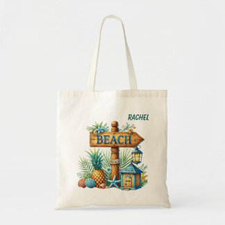 Tote Bag Symbole de plage ajouter nom