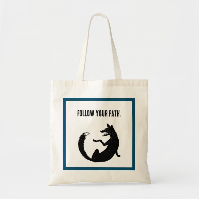 Tote Bag Symbole de tatouage tribal renard noir et blanc (Devant)