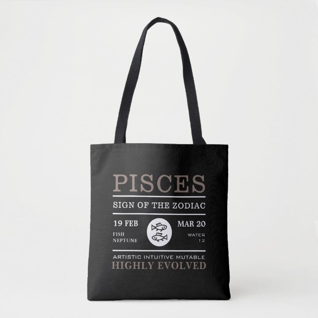 Tote Bag Symbole des Poissons du Zodiaque, Astrologique (Devant)