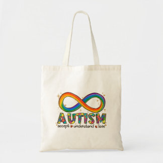 Tote Bag Symbole d'infini de l'autisme Accepter, Comprendre