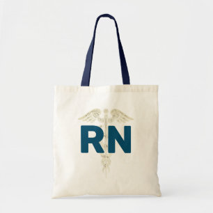 Tote Bag Symbole d'infirmière RN Caduceus Navy Blue
