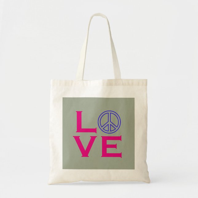 Tote Bag Symbole du cercle de paix Aimer rose vert (Devant)