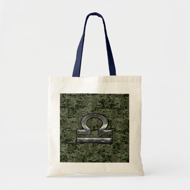 Tote Bag Symbole du Zodiaque de la Libra sur camo numérique (Devant)