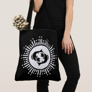 Tote Bag Symbole du zodiaque Poissons avec explosion d'étoi