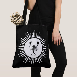 Tote Bag Symbole du zodiaque Scorpion avec explosion d'étoi
