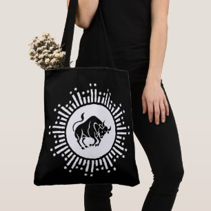 Tote Bag Symbole du zodiaque Taureau avec explosion d'étoil