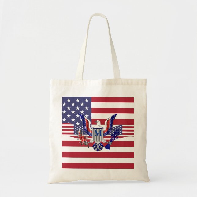 Tote Bag Symbole et drapeau de l'aigle américain (Devant)
