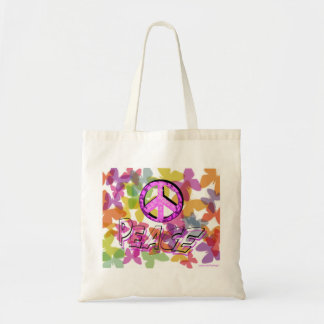 Tote Bag Symbole et papillons de mot de paix
