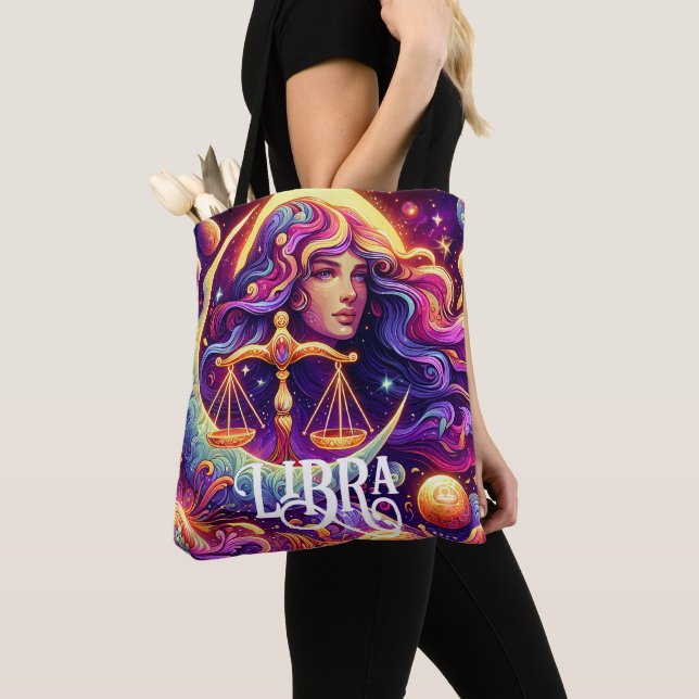 Tote Bag Symbole Horoscope Libra Zodiac Ethérée Art Mystiqu (De près)