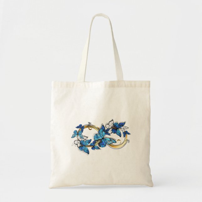 Tote Bag Symbole infini de papillons Morpho bleus (Devant)