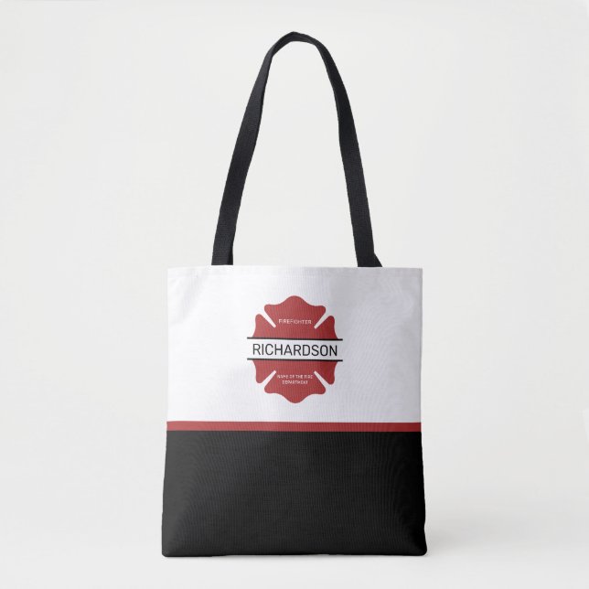 Tote Bag Symbole logo rouge du pompier personnalisé (Devant)