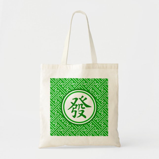 Tote Bag Symbole Lucky Mahjong - Vert foncé (Devant)
