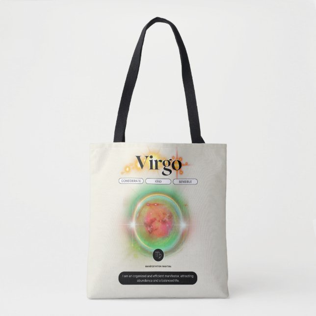 Tote Bag Symbole moderne Zodiac Virgo Quote Élément Terre (Devant)