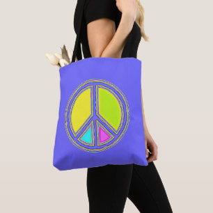 Tote Bag Symbole PAIX avec des couleurs remplies