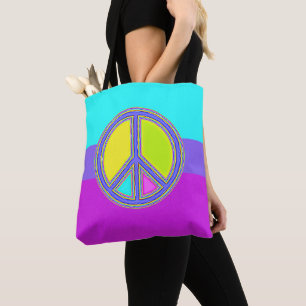 Tote Bag Symbole PAIX avec des couleurs remplies