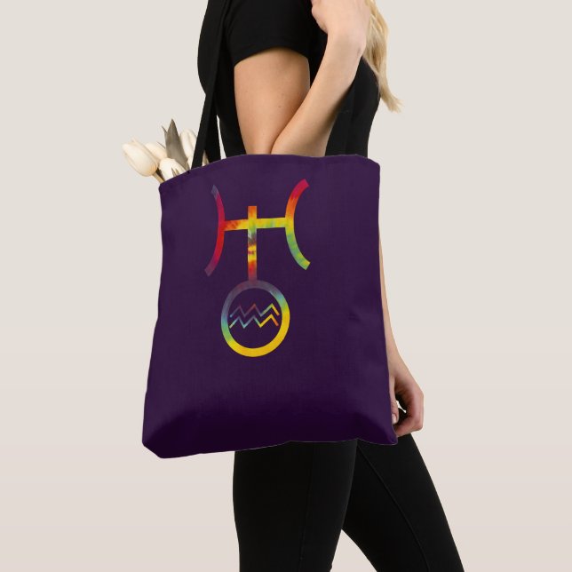 Tote Bag Symbole planétaire Aquarius Uranus Tie Dye (De près)