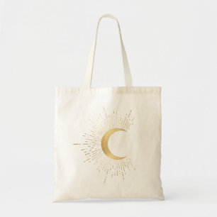 Tote Bag Symbole Tarot - La Lune féminine rose faux or