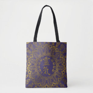 Tote Bag Symboles curatifs de Reiki dans le mandala d'or