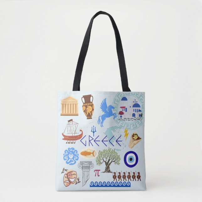 Tote Bag Symboles grecs Amateurs de voyage (Devant)