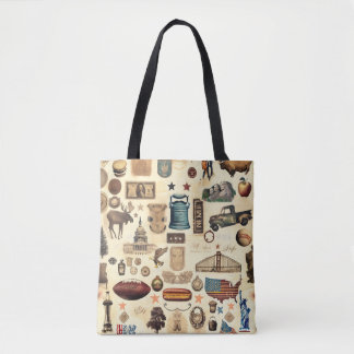 Tote Bag Symboles nationaux vintages et nostalgiques des Ét