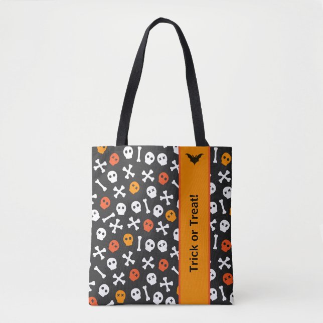 Tote Bag Symboles noir, orange et blanc d'Halloween (Devant)