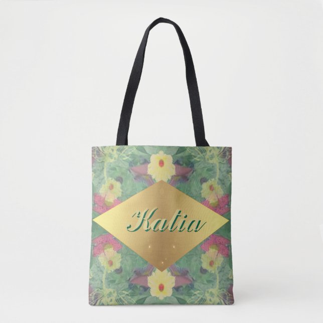 Tote Bag Symétrie florale avec nom (Devant)