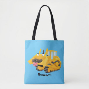 Tote Bag Sympa joli caractère de dessin animé au bulldozer 