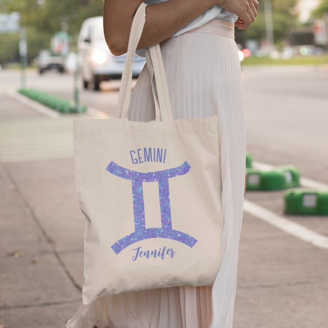 Tote Bag Sympathique Gemini Astrologie Sign Custom Annivers (Créateur téléchargé)
