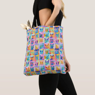 Tote Bag Symphonie de couleur de chats cubes