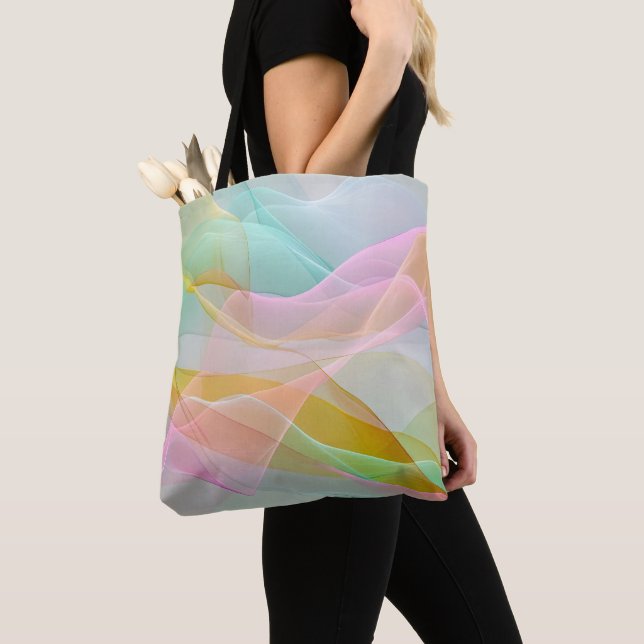 Tote Bag Symphonie Pastel de Rubans Flottants et Fluides (De près)