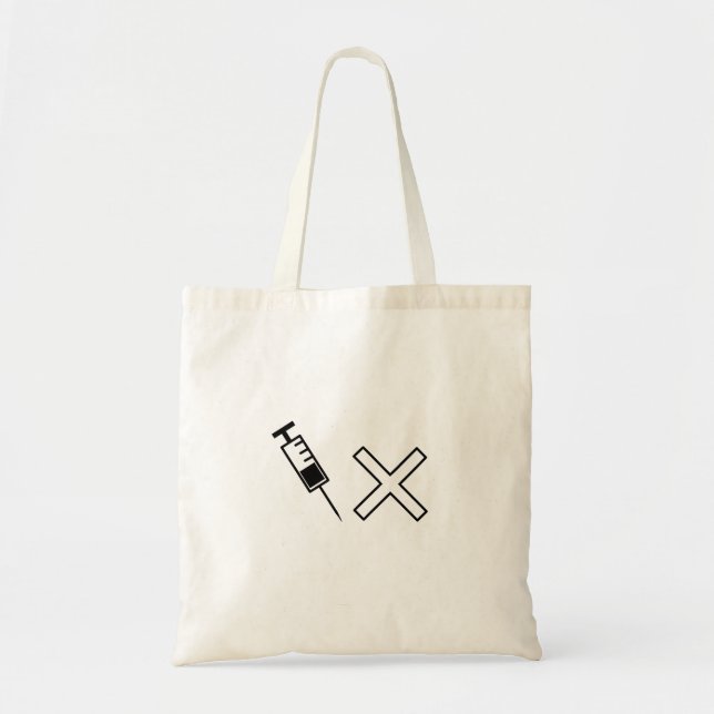 Tote Bag Syringe et x symbole pas de vaccin (Devant)