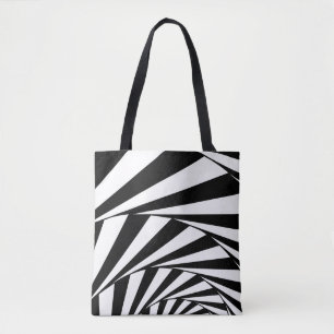 Tote Bag T Abstrait Noir & Blanc Tourbillon Escalier en Spi