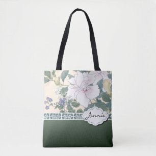 Tote Bag T Kônan Bois Imprimer "Hibiscus et Browallia"