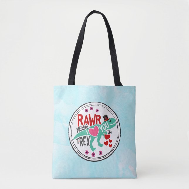 Tote Bag T-Rex dans un Top Hat Rawr signifie que je vous ai (Devant)