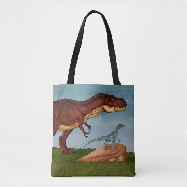 Tote Bag T-Rex et Velociraptor (Devant)