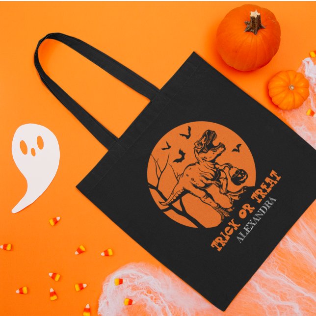 Tote Bag T Rex Halloween Dinosaur Citrouilles Éffrayants (Créateur téléchargé)