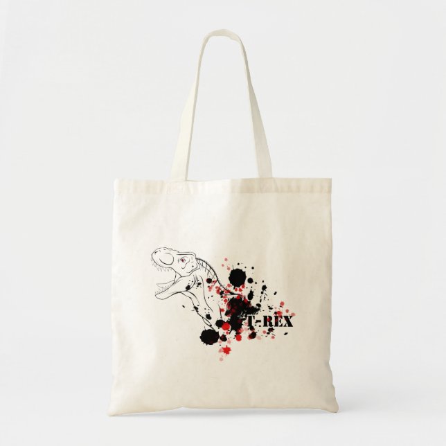 Tote Bag T-Rex (rouge et noir) (Devant)
