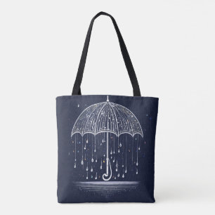 Tote Bag T-Shirt à Notes de Musique et Parapluie Minimalist
