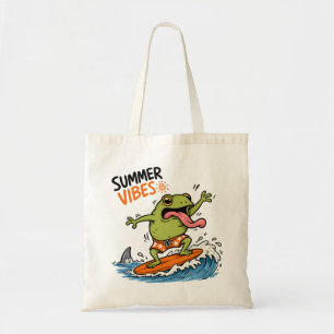 Tote Bag T-shirt drôle de grenouille de surf pour l'été