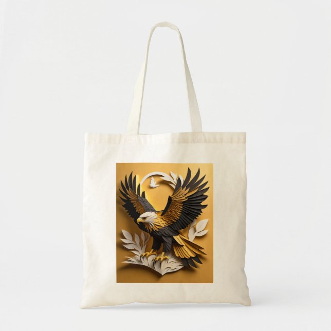 Tote Bag T-shirt Eagle 3D Paper Art Design (Devant)