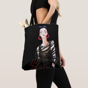 Tote Bag T-shirt Femme Ville en noir moderne graphique