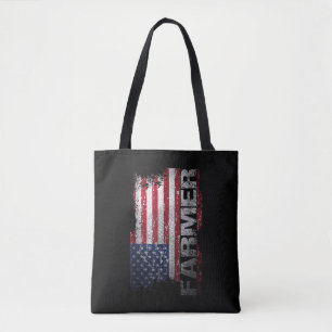 Tote Bag T-Shirt Ferme Drapeau USA, Tee Ferme Américain