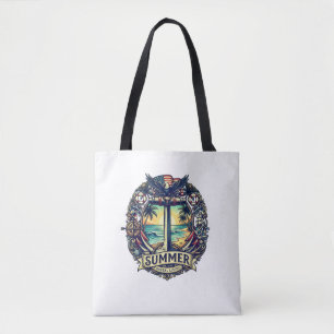 Tote Bag T-Shirt Graphique Plage Tropicale Vibes d'Été