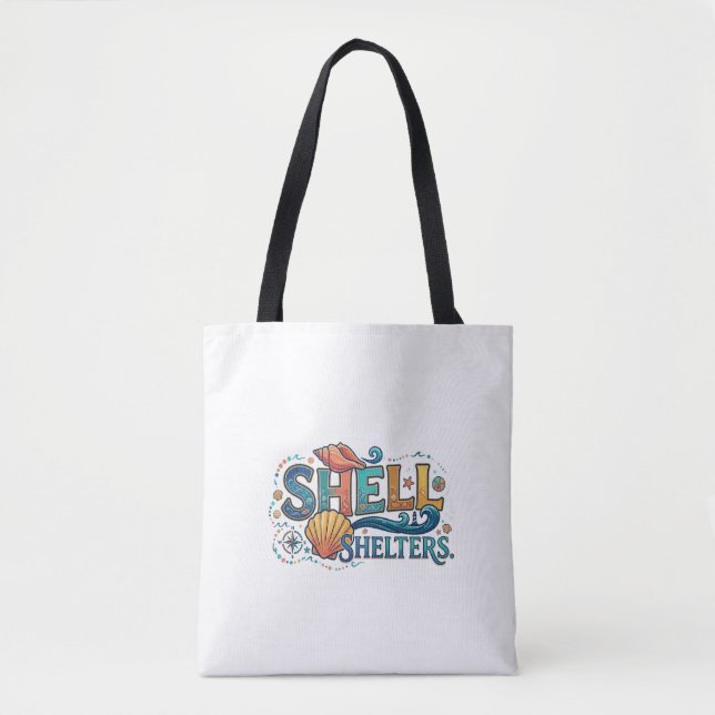 Tote Bag T-Shirt Graphique Shell Shelters – Nature Côtière (Devant)