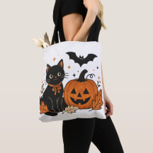 T-shirt Halloween Chat Noir Citrouille Imprimé Par