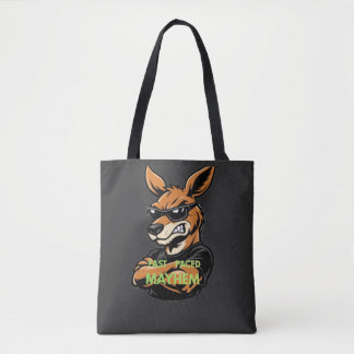 Tote Bag T-shirt noir à motif kangourou cool et rapide