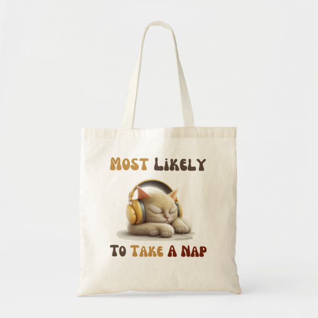 Tote Bag T-shirt "Plus susceptible de faire une sieste" (Devant)
