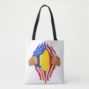 Tote Bag T-Shirt Sang Roumain en Moi Drapeau Roumain