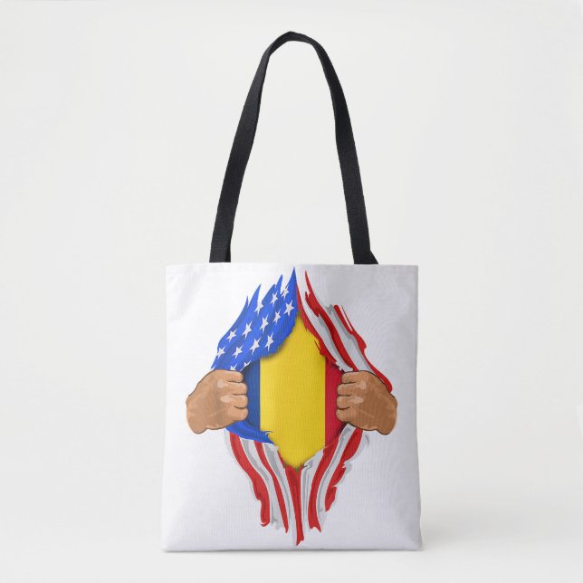 Tote Bag T-Shirt Sang Roumain en Moi Drapeau Roumain (Devant)